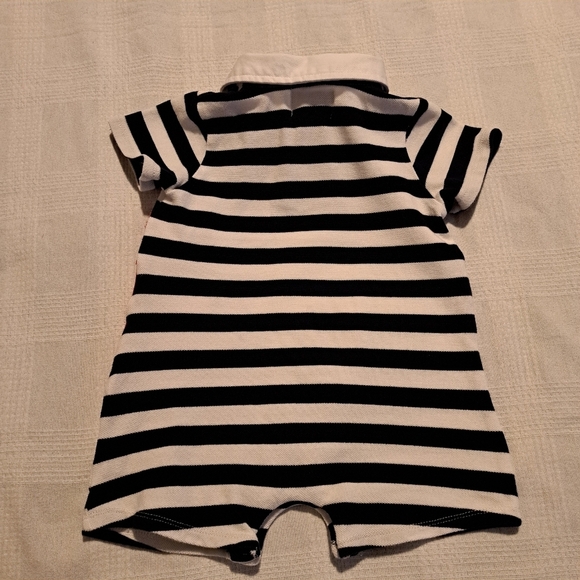 Mudpie size 12-18 months lobster on blue & white stripe romper - Picture 6 of 6